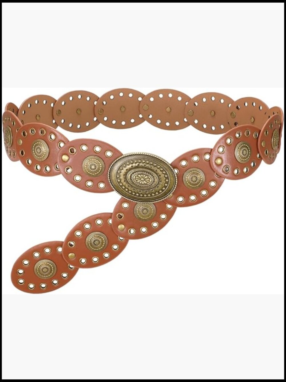 Vintage Western Disc Belt Faux Leather Cowgirl Waist Belt - Picture 1 of 7